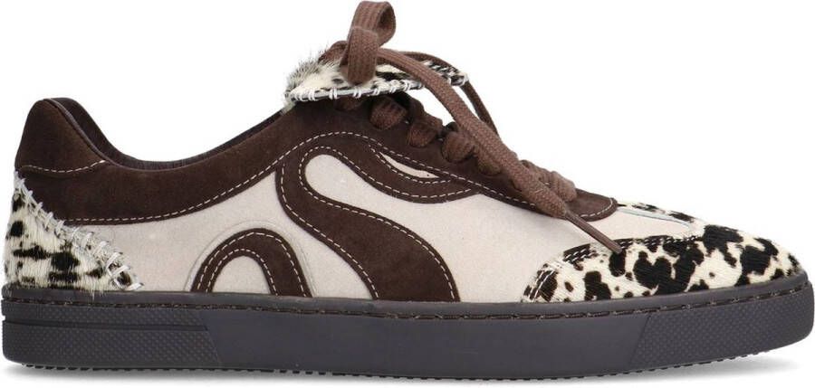 Sacha Dames Bruine suède cow print sneakers