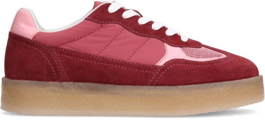 Sacha Dames Burgundy suède sneakers met roze details