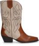 Sacha Dames Cognac leren cowboy laarsjes met suède details - Thumbnail 2