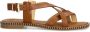 Sacha Dames Cognac leren platte sandalen - Thumbnail 2