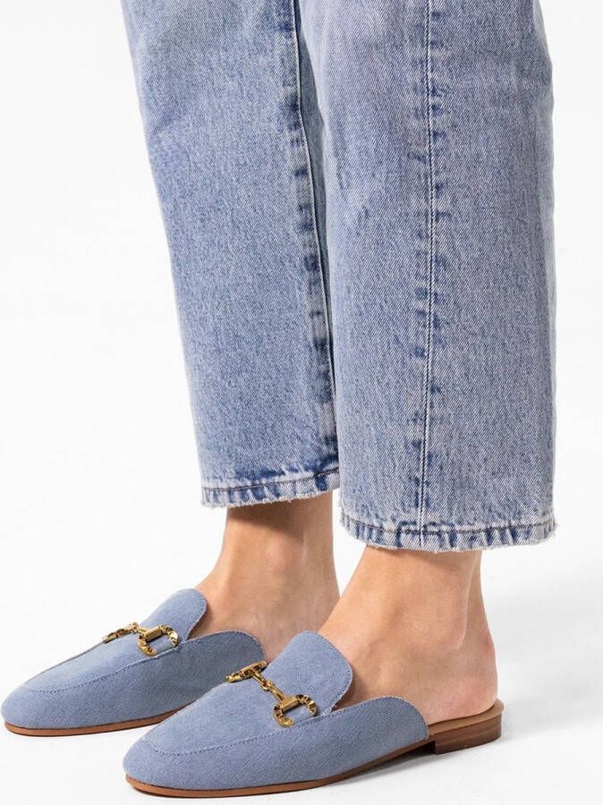 Sacha Dames Denim muiltjes met goudkleurige chain