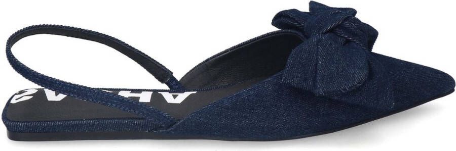 Sacha Dames Donkerblauwe denim slingbacks met strik