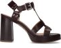 Sacha Dames Donkerbruine leren sandalen met hak - Thumbnail 2