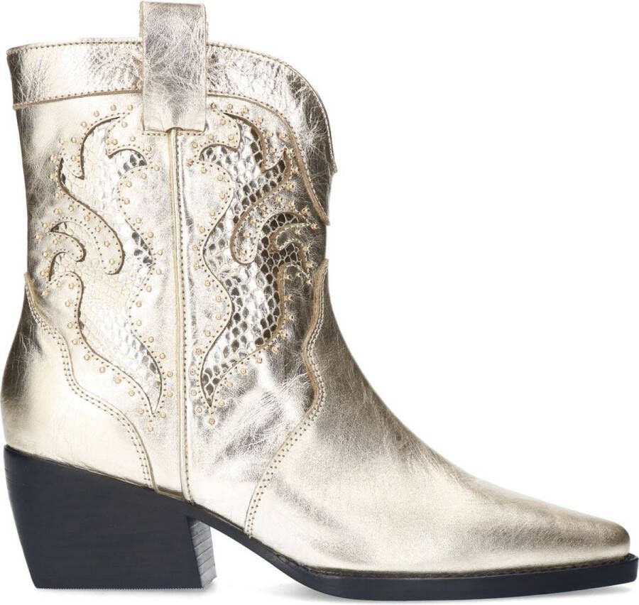 Sacha Dames Gouden metallic cowboylaarsjes met studs