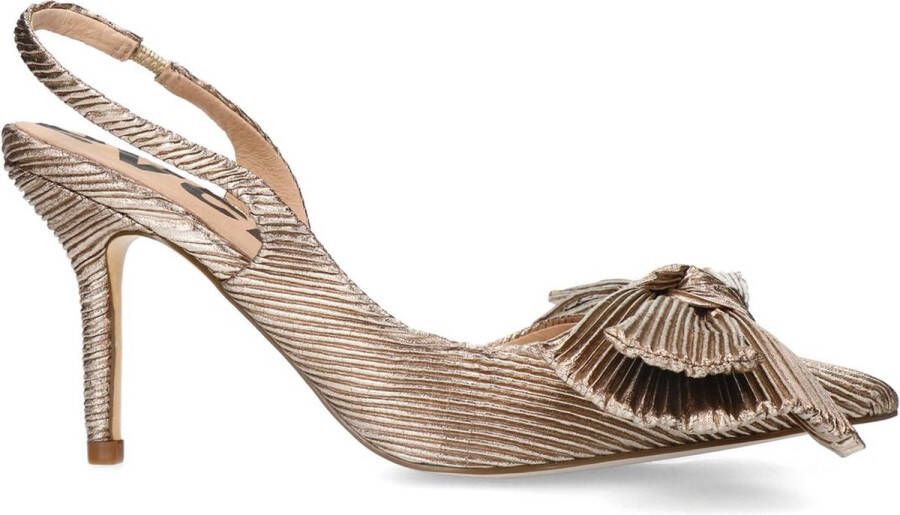 Sacha Dames Gouden metallic slingback pumps met strik