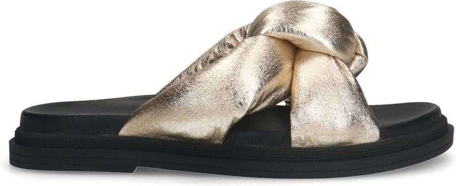 Sacha Dames Gouden slippers met knoop detail