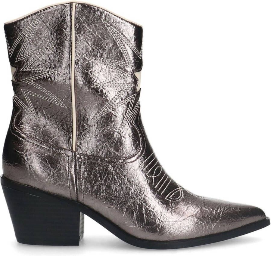 Sacha Dames Grijze metallic cowboylaarsjes