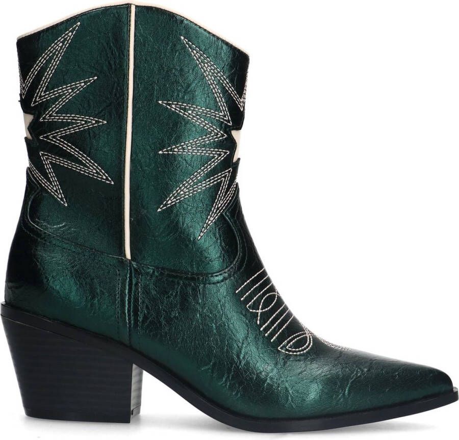 Sacha Dames Groene metallic cowboylaarsjes