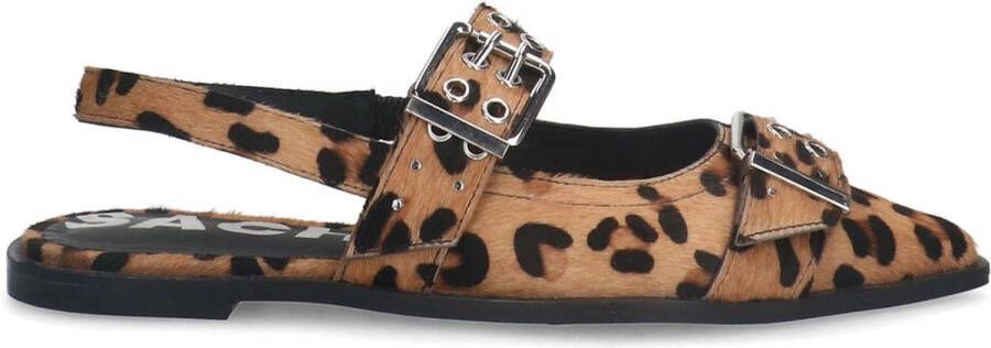 Sacha Dames Leopard buckle slingbacks