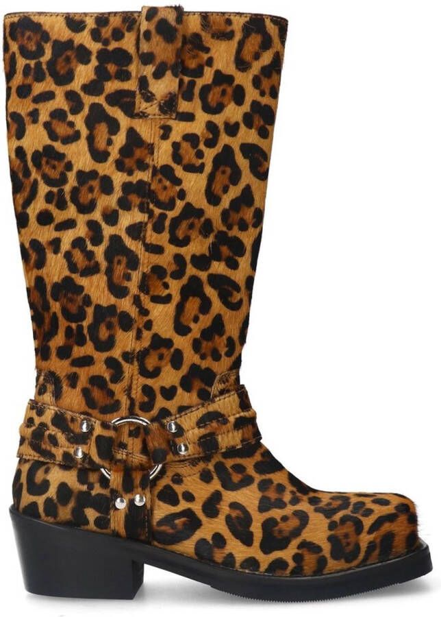 Sacha Dames Leopard leren biker boots