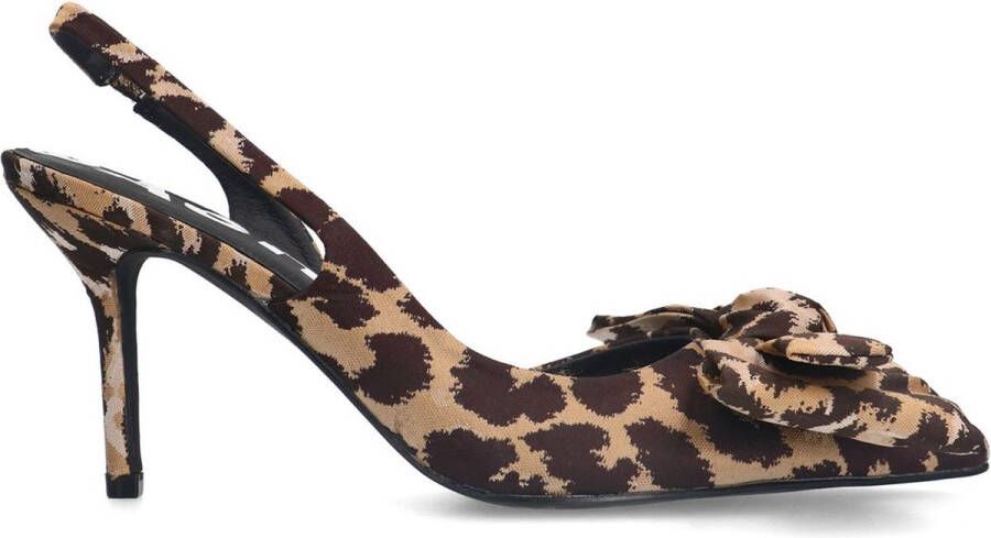 Sacha Dames Leopard slingback pumps met strik