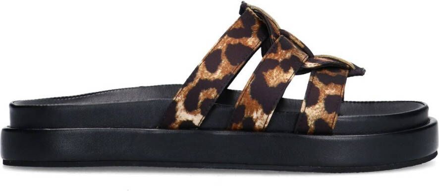 Sacha Dames Leopard slippers met plateauzool