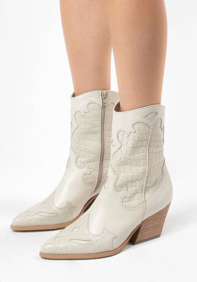 Sacha Dames Off white leren cowboylaarsjes met croco detail - Foto 4