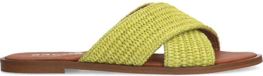 Sacha Dames Lime slippers met gekruiste bandjes