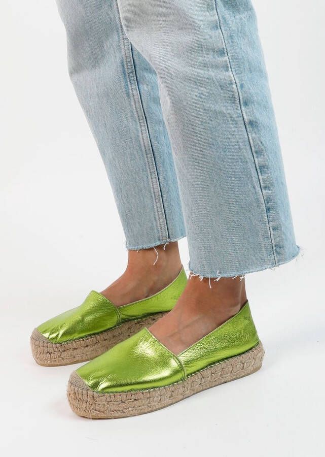 Sacha Dames Metallic groene leren espadrilles - Foto 4