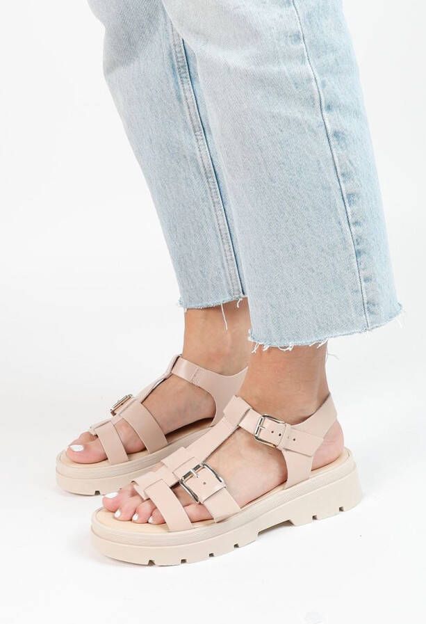 Sacha Dames Off white leren plateau sandalen - Foto 2