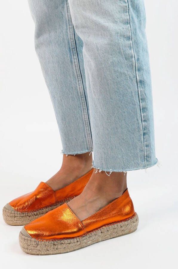 Sacha Dames Oranje metallic leren espadrilles - Foto 2