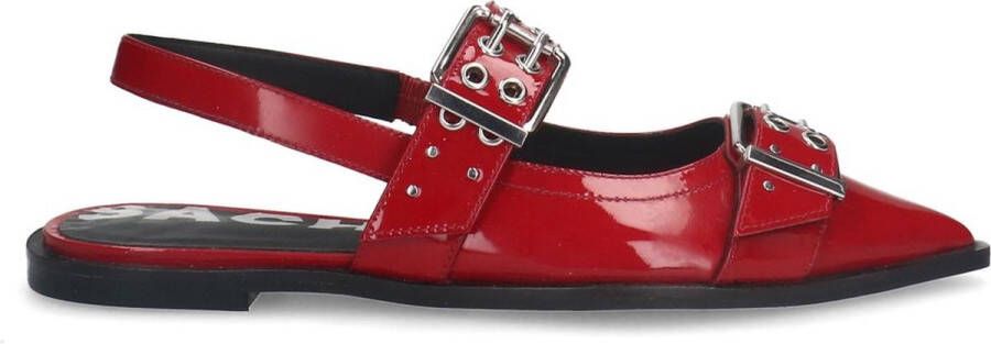 Sacha Dames Rode leren buckle slingbacks