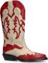 Sacha Dames PRE-ORDER Rode leren cowboylaarzen met off white details - Thumbnail 5