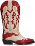 Sacha Dames PRE-ORDER Rode leren cowboylaarzen met off white details - Thumbnail 5