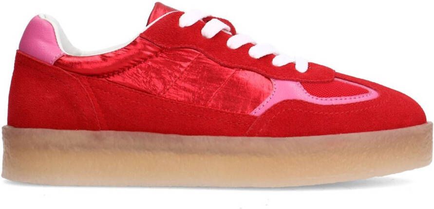 Sacha Dames Rode suède sneakers met roze details