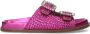 Sacha Dames Roze leren slippers met strass gespen - Thumbnail 2