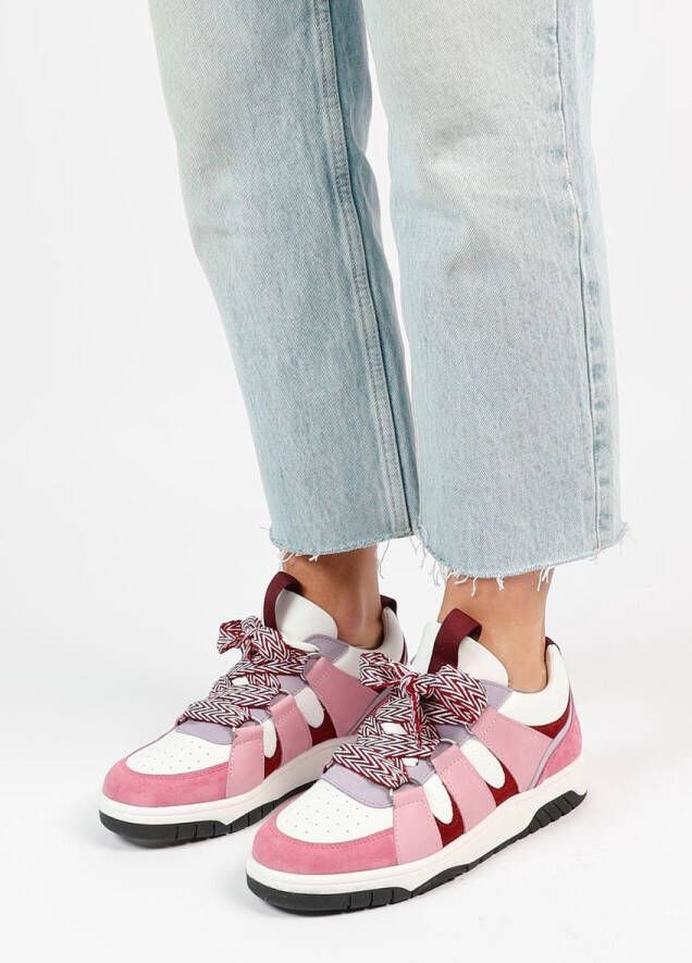 Sacha Dames Roze suède sneakers met chunky veters