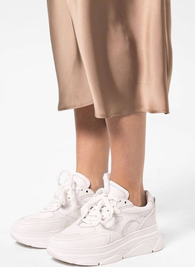 Sacha Dames Witte leren chunky sneakers met croco details