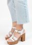 Sacha Dames Witte leren sandalen met plateau hak - Thumbnail 4