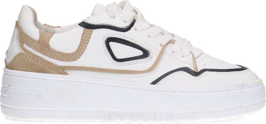 Sacha Dames Witte leren sneakers met beige details