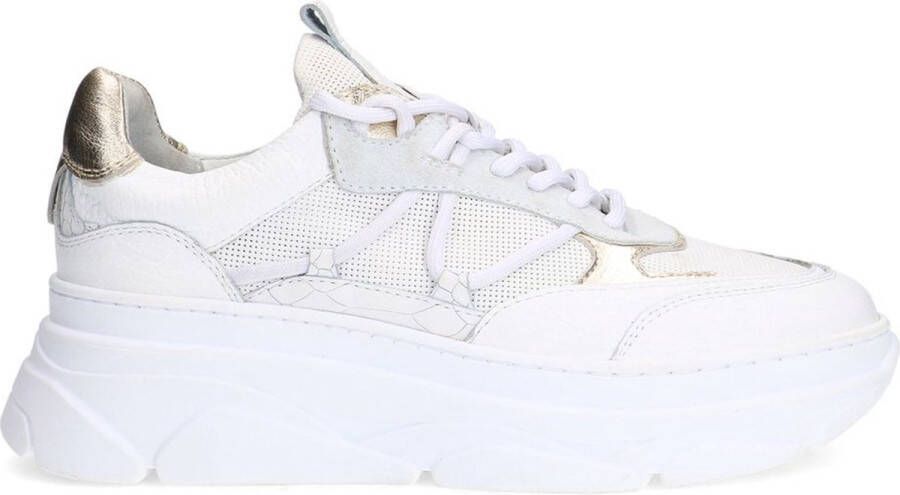 Sacha Dames Witte leren sneakers met metallic details