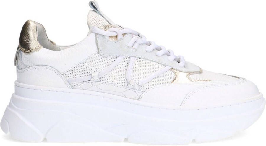 Sacha Dames Witte leren sneakers met metallic details