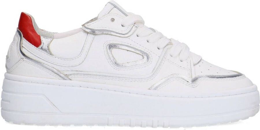 Sacha Dames Witte leren sneakers met zilveren details