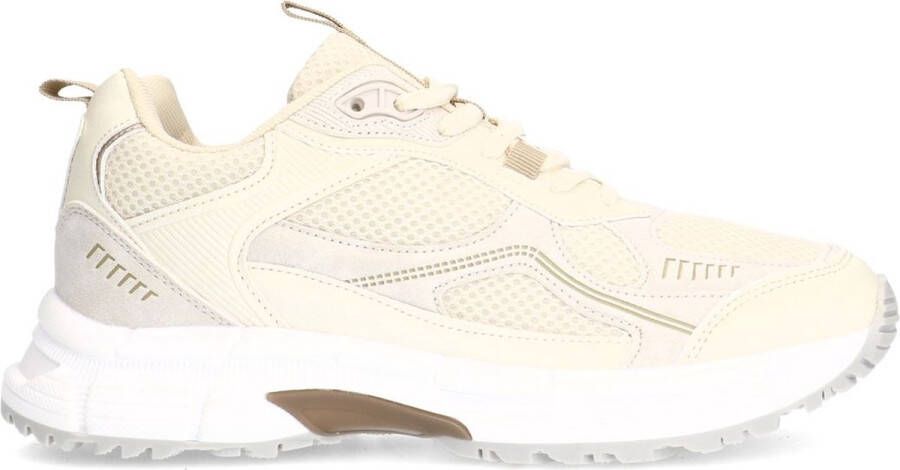 Sacha Dames Witte sneakers met beige details