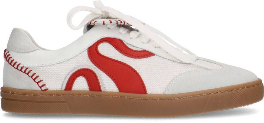 Sacha Dames Witte suède sneakers met rode details