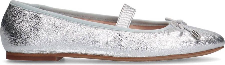 Sacha Dames Zilveren metallic ballerina's met strikje