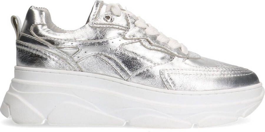 Sacha Dames Zilveren metallic leren chunky sneakers