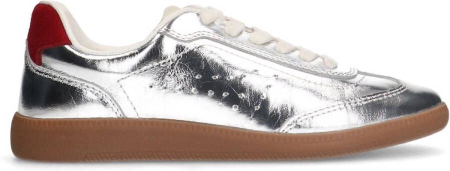 Sacha Dames Zilveren metallic leren sneakers