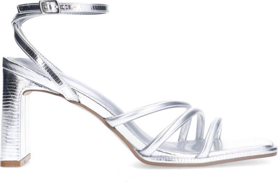 Sacha Dames Zilveren metallic sandalen met hak