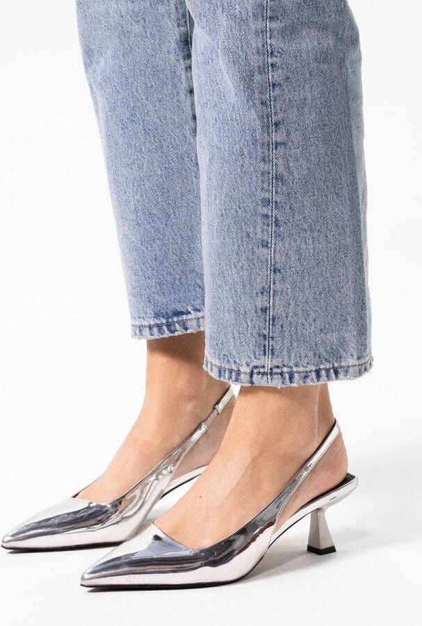 Sacha Dames Zilveren metallic slingback pumps