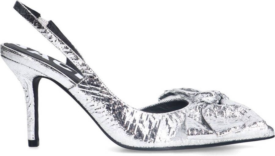 Sacha Dames Zilveren metallic slingback pumps met strik