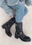 Sacha Dames PRE-ORDER Zwarte buckle biker enkelboots - Thumbnail 1