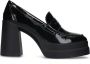 Sacha Dames Zwarte lakfinish pumps met plateau hak - Thumbnail 1