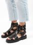 Sacha Dames Zwarte leren chunky sandalen - Thumbnail 2