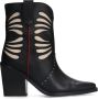 Sacha Dames Zwarte leren cowboylaarzen met beige details - Thumbnail 2