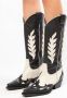 Sacha Dames Zwarte leren cowboylaarzen met off white details - Thumbnail 2