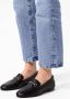 Sacha Dames Zwarte leren loafers met goudkleurige chain - Thumbnail 2