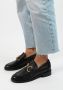 Sacha Dames Zwarte leren loafers met goudkleurige chain - Thumbnail 2