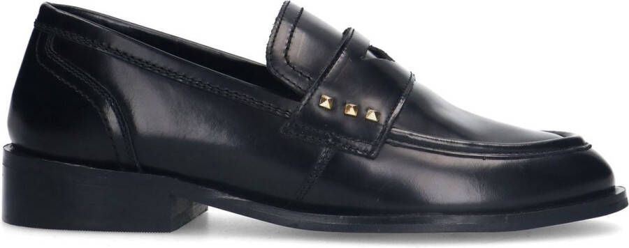 Sacha Dames Zwarte leren penny loafers