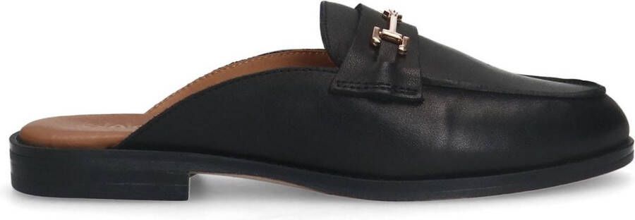 Sacha Dames Zwarte leren slip on loafers